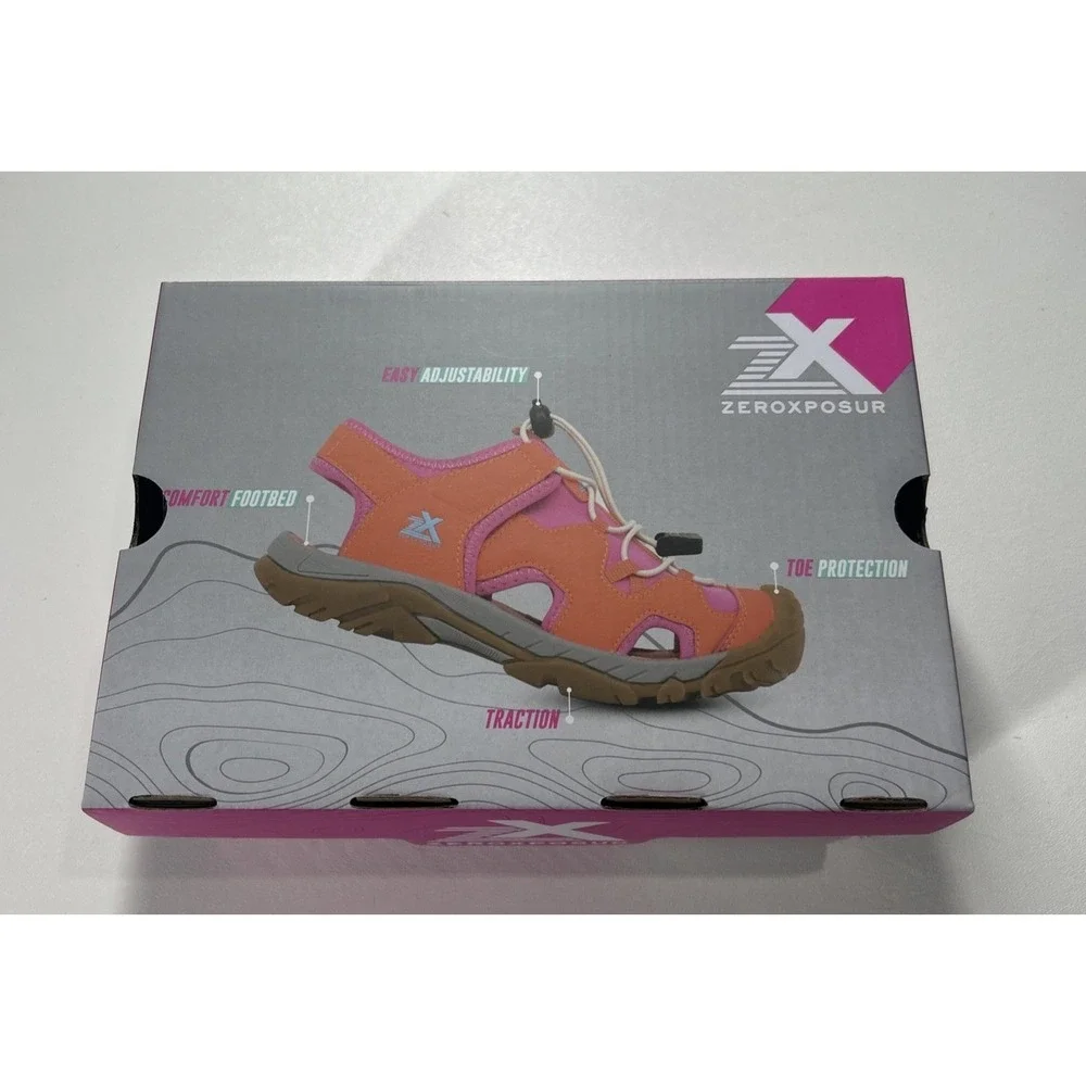 ZeroXposur Wallowa Kids Sport Sandals Size‎ 5 Coral Pink Closed Toe Shoes NEW